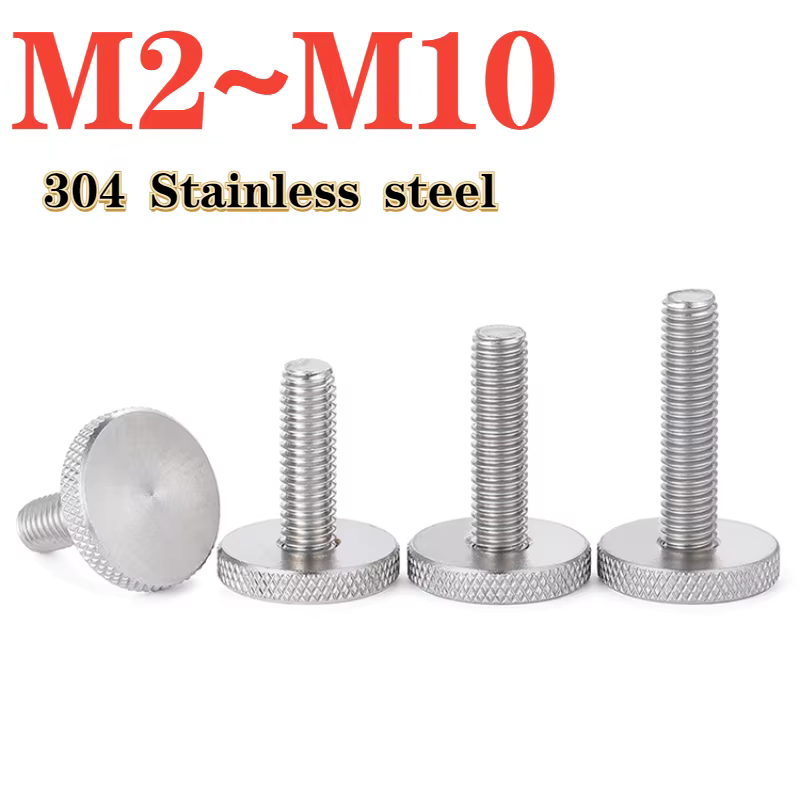 GB835 M2 M2.5 M3 M4 M5 M6 M8 M10 304 Stainless Steel Knurled Flat Flat Head Hand Twisted Curtain Wall Glass Finger Bolt