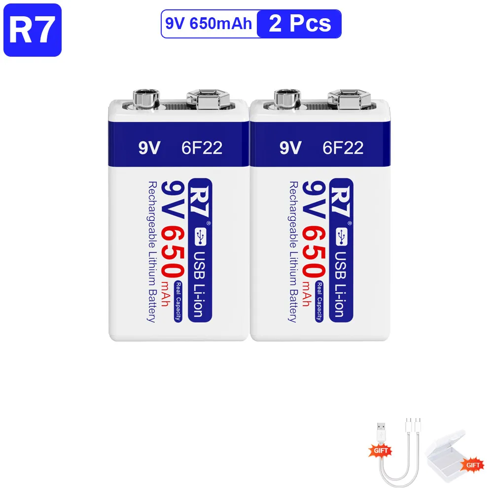 2pcs 9V 650mAh