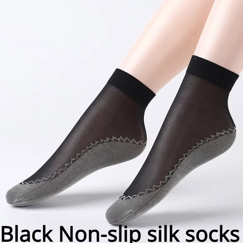 20pcs Spring Summer Women Soft Socks Velvet Silk Socks Non-Slip Bottom Splice Transparent Ladies Ultrathin Breathable Sock