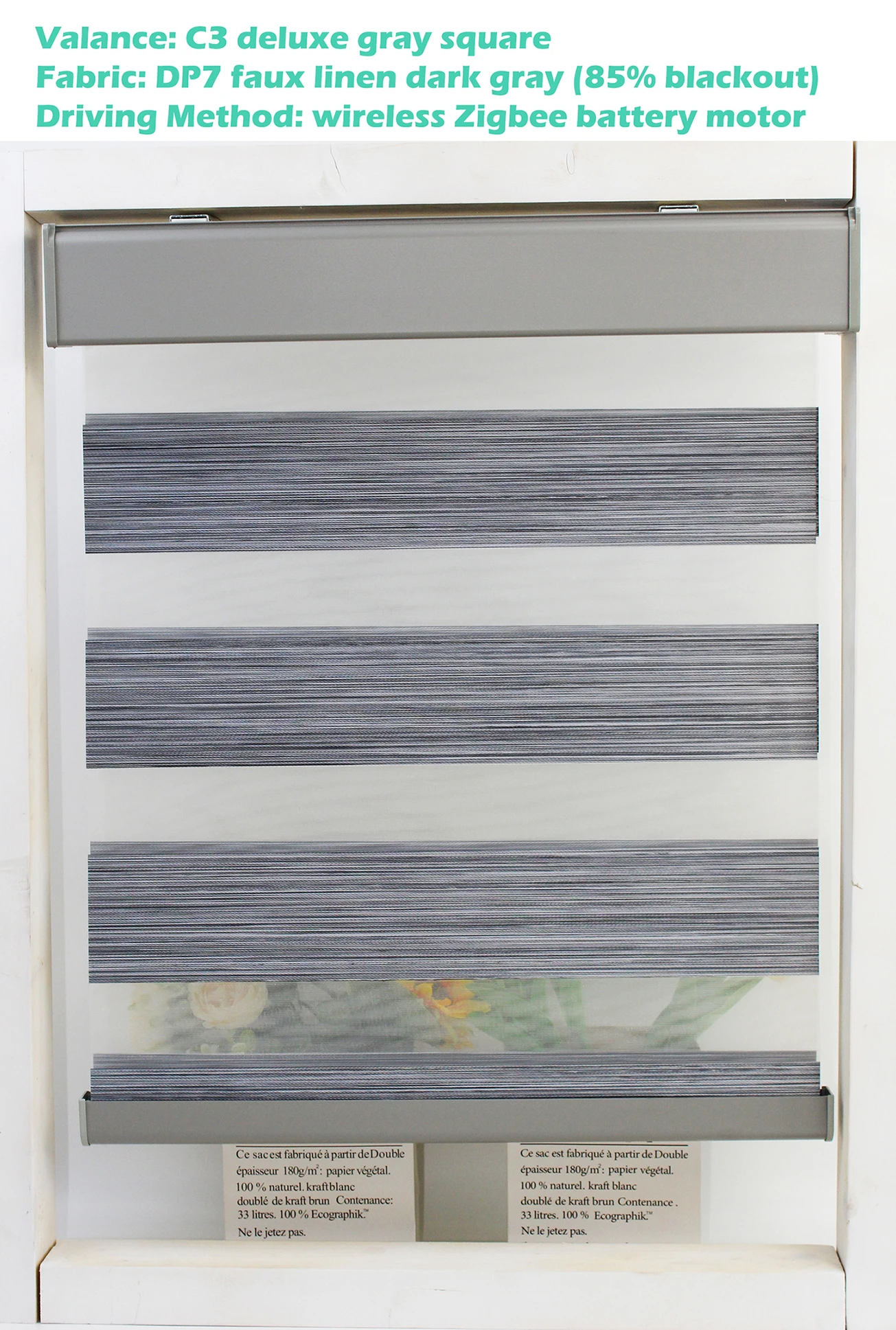 Faux linen dark gray