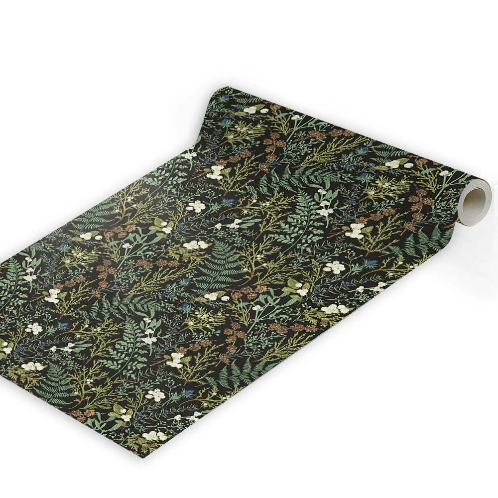 Tropical Moss Leaf Peel And Stick Wallpaper Black White Floral Self Adhesive Removable Contact Paper For Bedroom Walls Cabinets