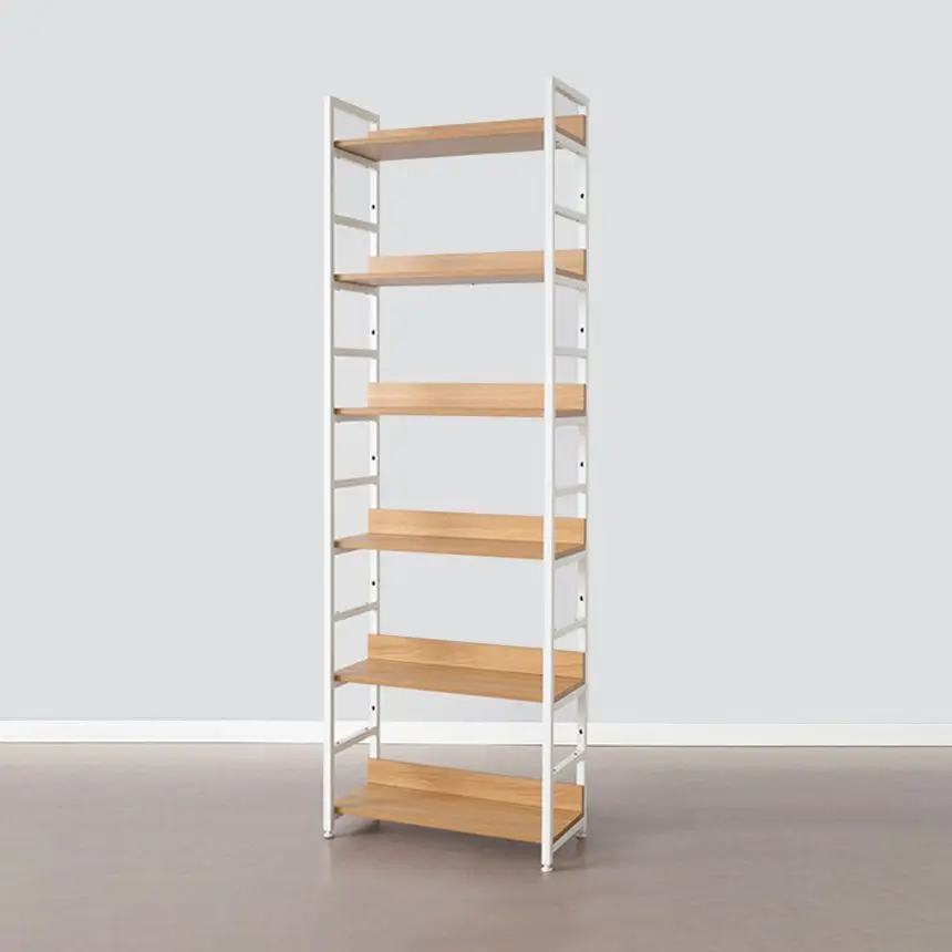 02. Steel Wood Shelf, White, 6-Tier