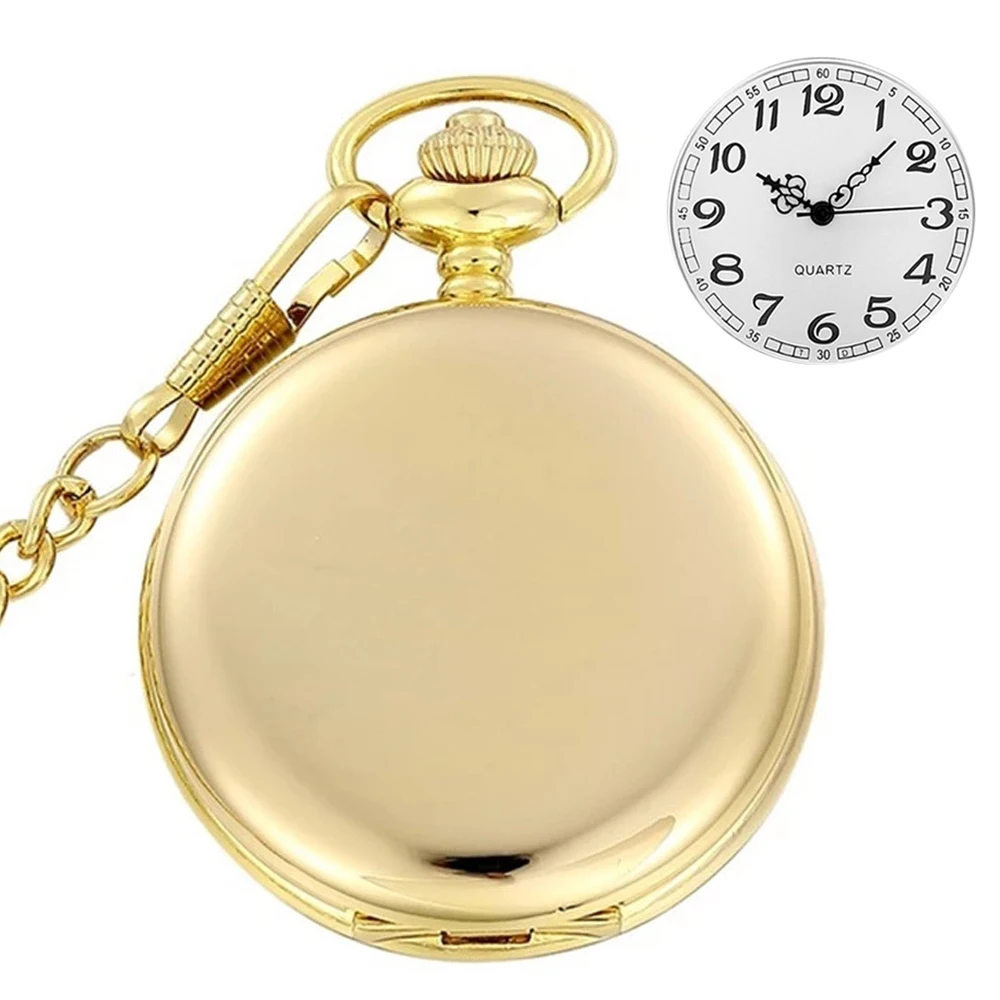 Unique Smooth Steampunk Pocket Watch Men With Fob Nacklace Chain Fashion Quartz Watches Mens Womens Gift reloj de bolsillo