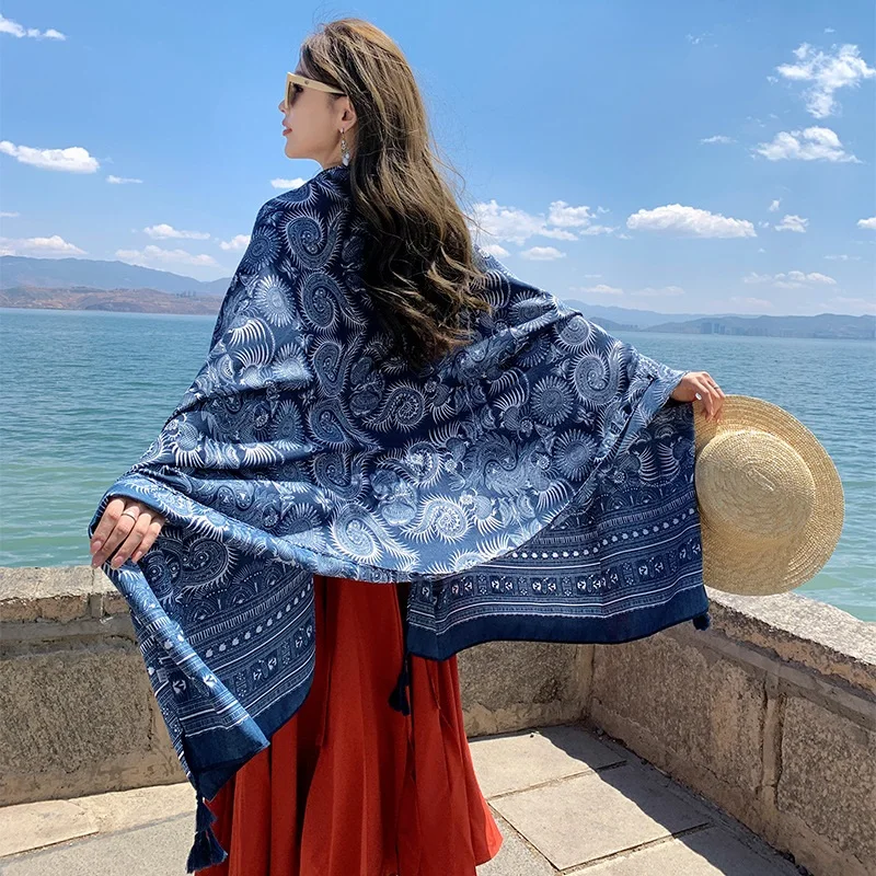 2018 New 90x180cm Twill cotton Pareo Beach Cover-Ups Women Large Beach Dress Bikini Bathing Swimwear Cover Up Sarong Wrap Scarf