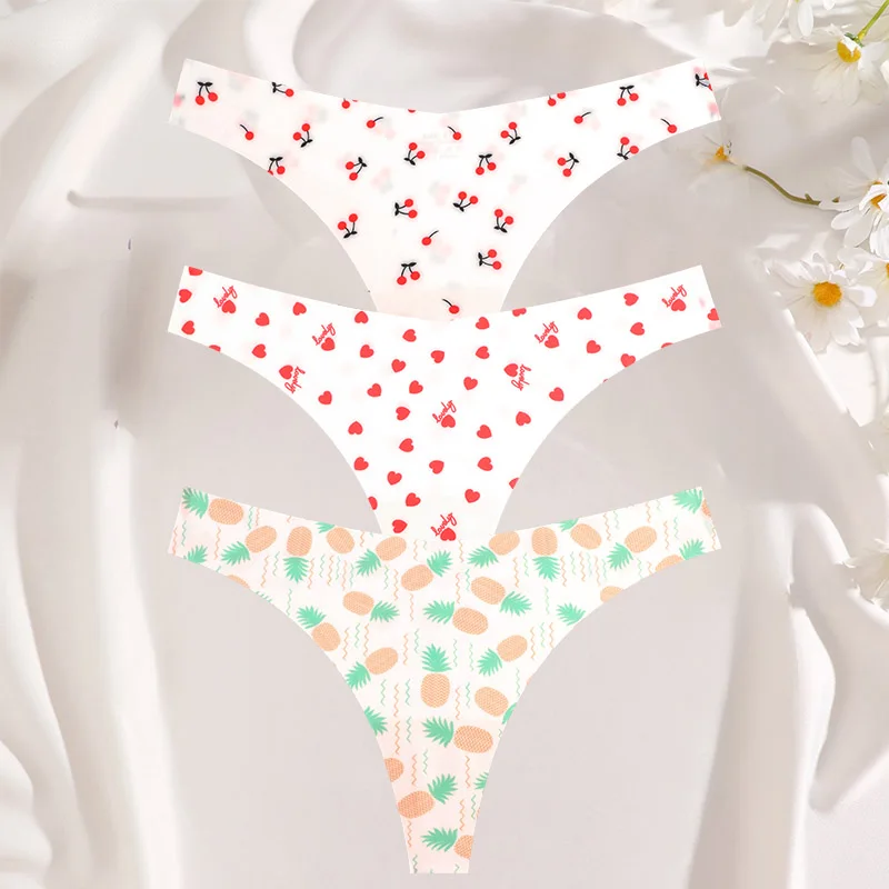 3PCS/SET Sexy G-String For Women Colorful Bikini Female Underwear T-back Intimates Lingerie Seamless Low Waist Underpants Lady