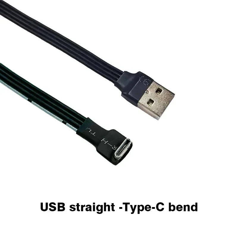 USB-C Type C Male UP Down Angle Elbow 90 Degree to USB 2.0 Male Data Charging Cable USB Type-C Flat Cable 0.1m/0.2m/0.5m/0.8m/1m