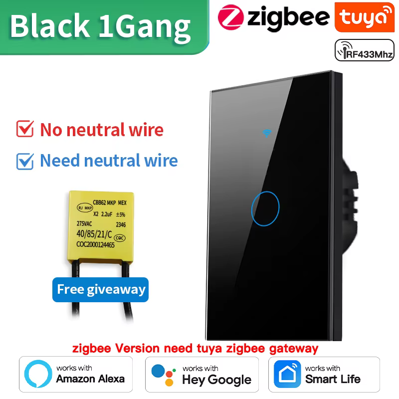 Zigbee Black 1gang