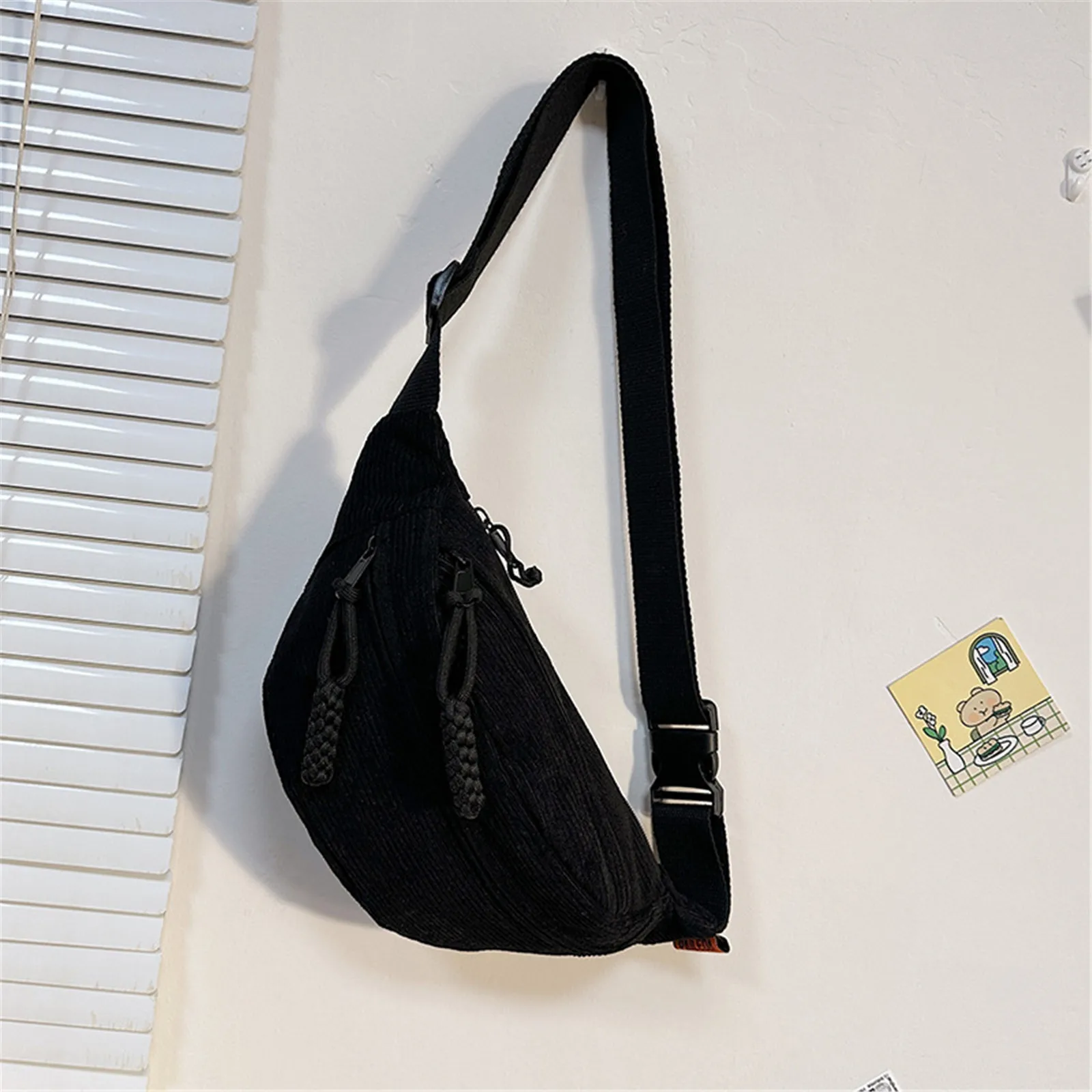 New Fashion Corduroy Chest Bag Fanny Pack Men Women Casual Banana Fanny Pack Belt Bags Simple Trendy Shoulder Crossbody Bag