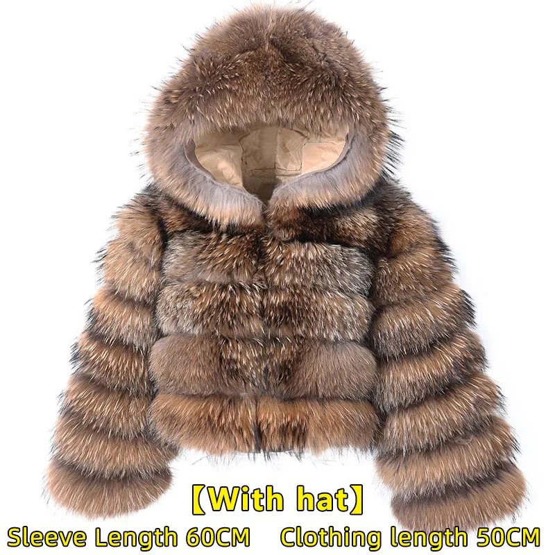 2024 maomaokong Super Hot Winter Women Luxury Thick Real Raccoon Fur Coat Natural Fox Fur Jacket Plus Size Jackets Female Vest