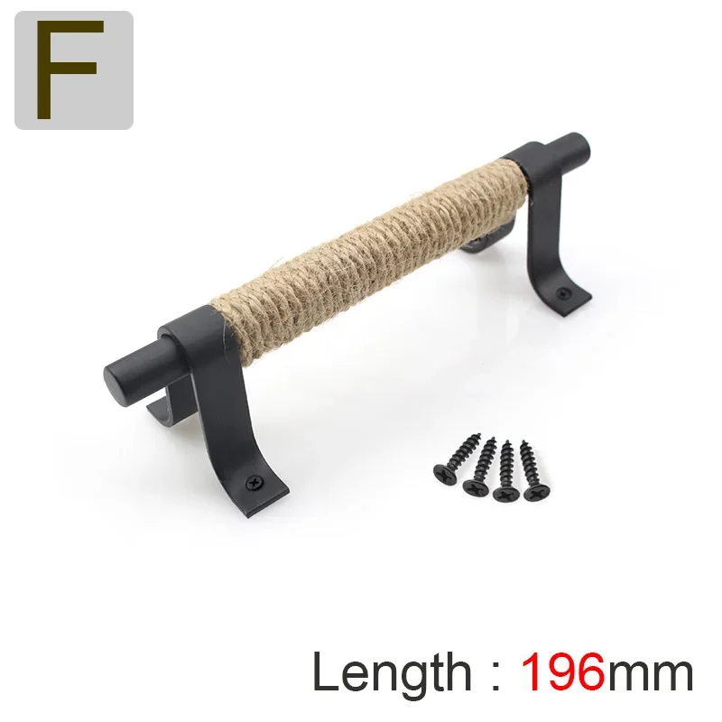 Hemp Rope Decorate Door Handle Large Rounded Vintage Cast Iron Door Pull Rustic Gate Handle Slide Barn Hardware Knobs and Pulls