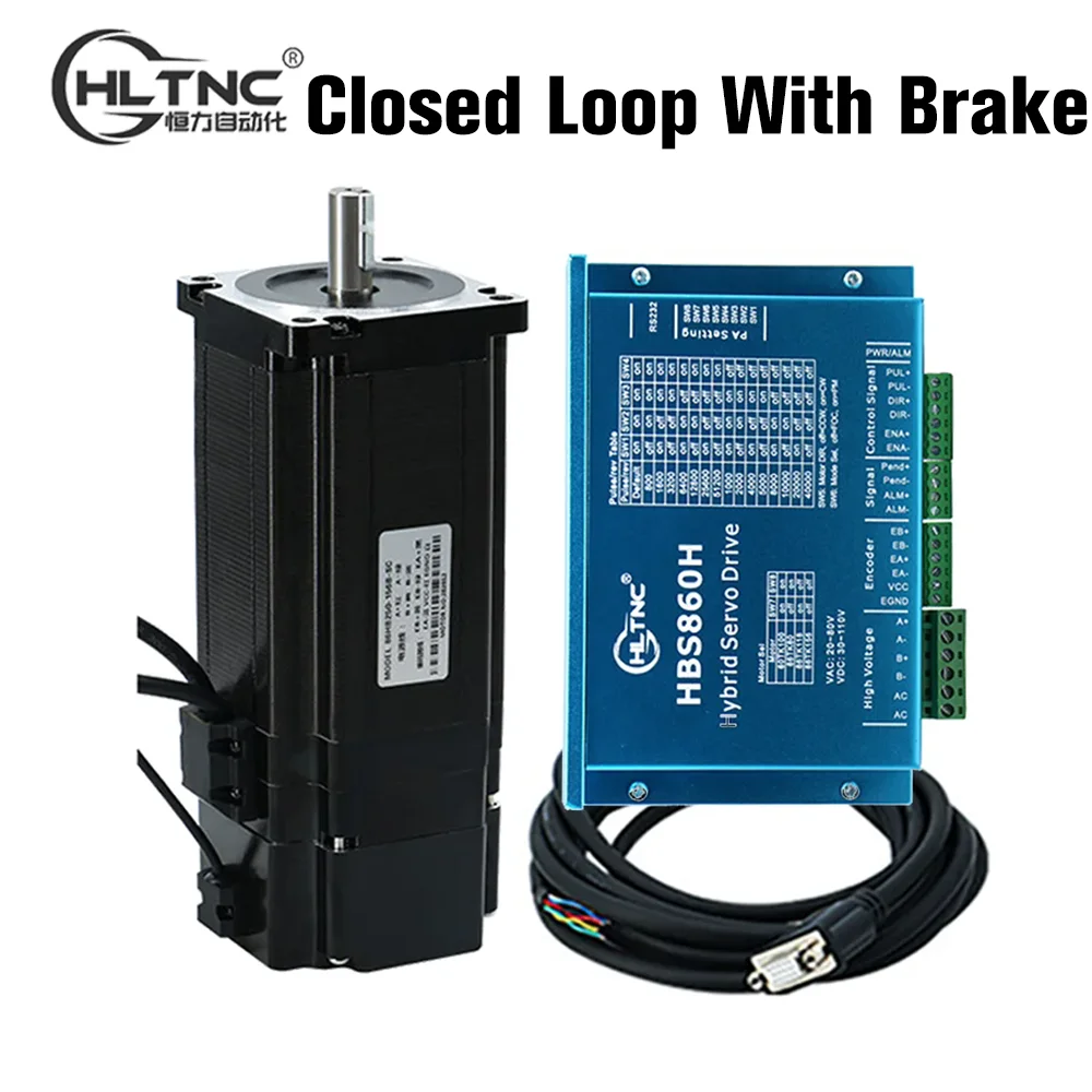 Nema34 2 Phase 4.5 8.5 12.5 Nm Closed Loop Stepper Servo Motor With Brake And Driver For CNC Engraver Laser Plasma Cut Machine