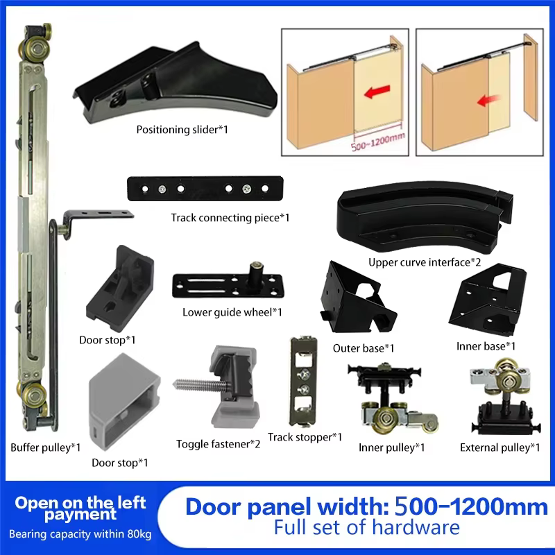 Internal Push Bus Door Track Sliding Sliding Door Rail Coat and Hat Bathroom Flat Invisible Door Slide Home Hardware Accessories