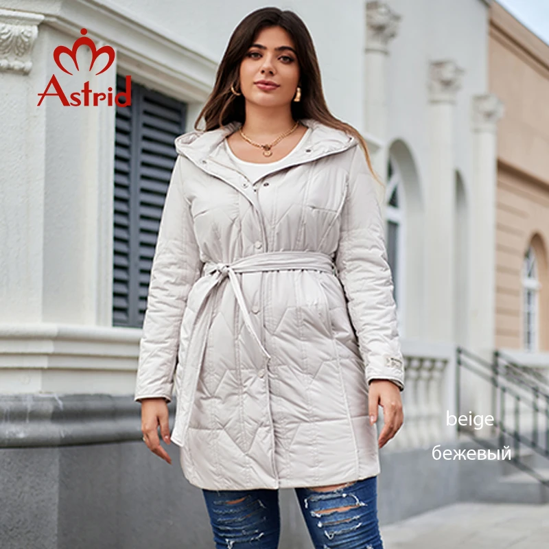 Astrid Women's Autumn Winter Parka Plus Size Woman Clothing Long Padding Warm Hood Female Quilted Jacket Coats With Belt 10670
