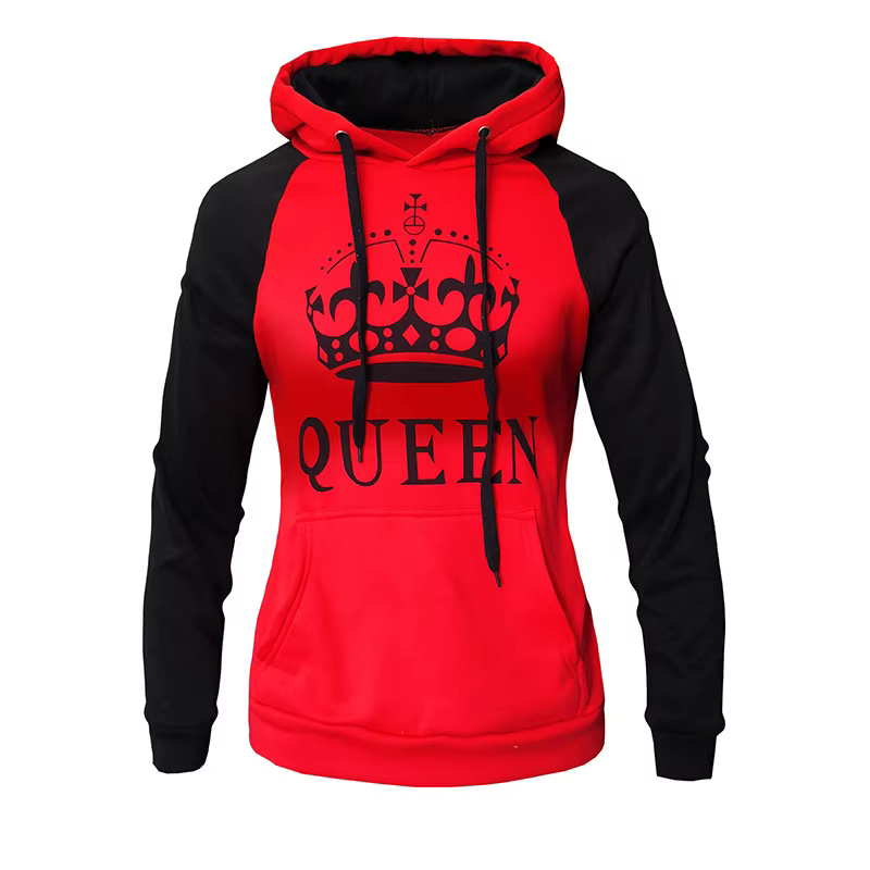 Matching Couple Hoodie King Queen Costume Print Cool Pullover Sweatshirt Set His And Her Hooded Coat For Men Women Plus Size
