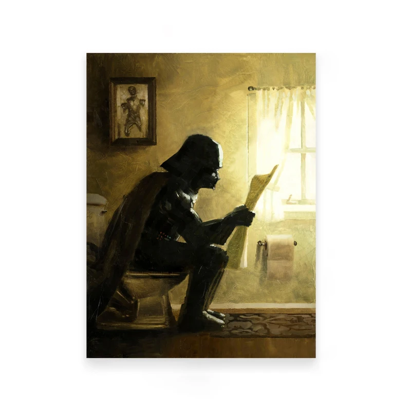 Darth Vader Star Wars Bathroom Art Prints Watercolor Boba Fett Poster Funny Toilet Sign Canvas Painting Restroom Wall Decor