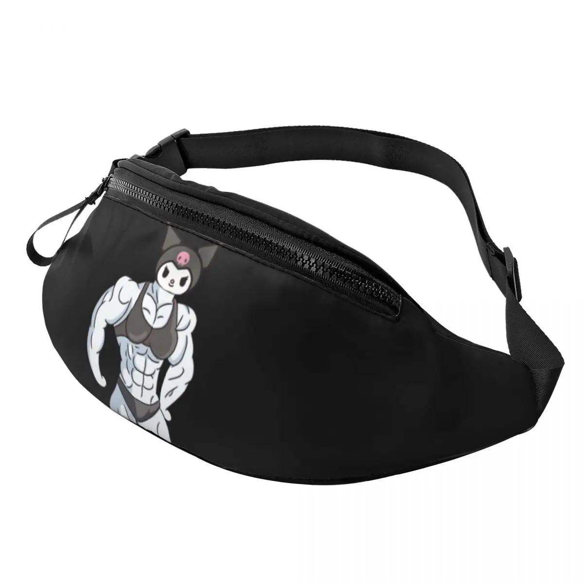 Custom Cartoon Kuromi Fanny Pack Men Women Anime Crossbody Waist Bag for Running Phone Money Pouch