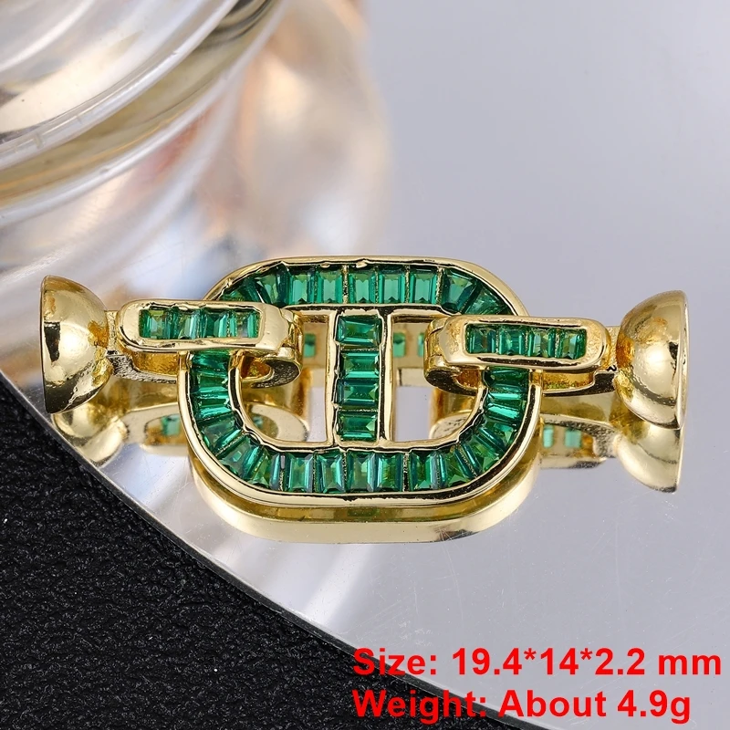 Juya DIY 18K Gold Plated Cz Fastener Closure Lock Clasps Accessories For Handmade Gems Pearls Crystals Beading Jewelry Making