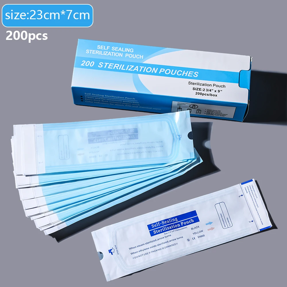 200Pcs Disposable Nail Sterilizer Bag Transparent Visibility Manicure Bags Dry Heat Nail Art Plier Equipment Disinfection Tools*