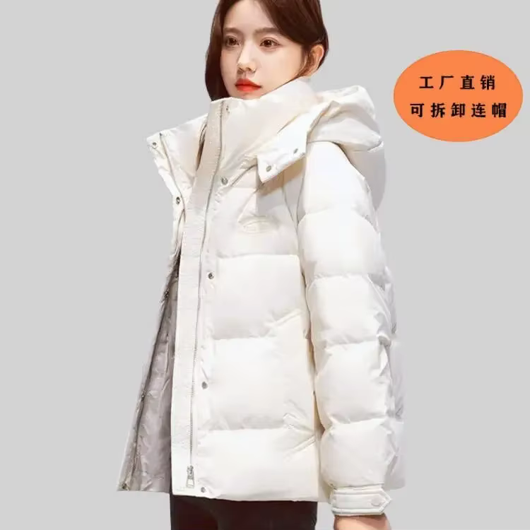 Women Korean Thick Warm Down Cotton Puffer Jacket Long Sleeve Hooded Parka Winter Coat Pockets Solid Plus Size Loose Overcoat