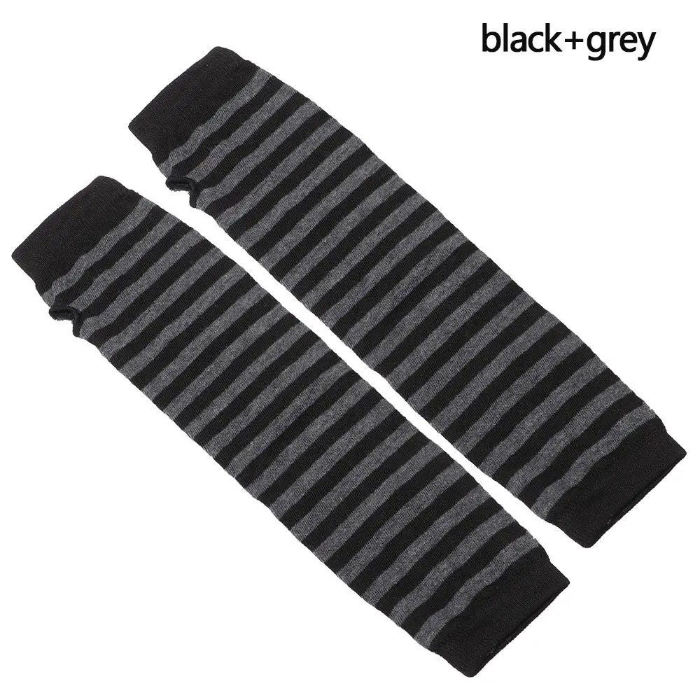 Women Girls Cotton Classic Fingerless Long Gloves Wristband Arm Warmer Long Sleeve Striped Elbow Mitten Knitted Handschoenen