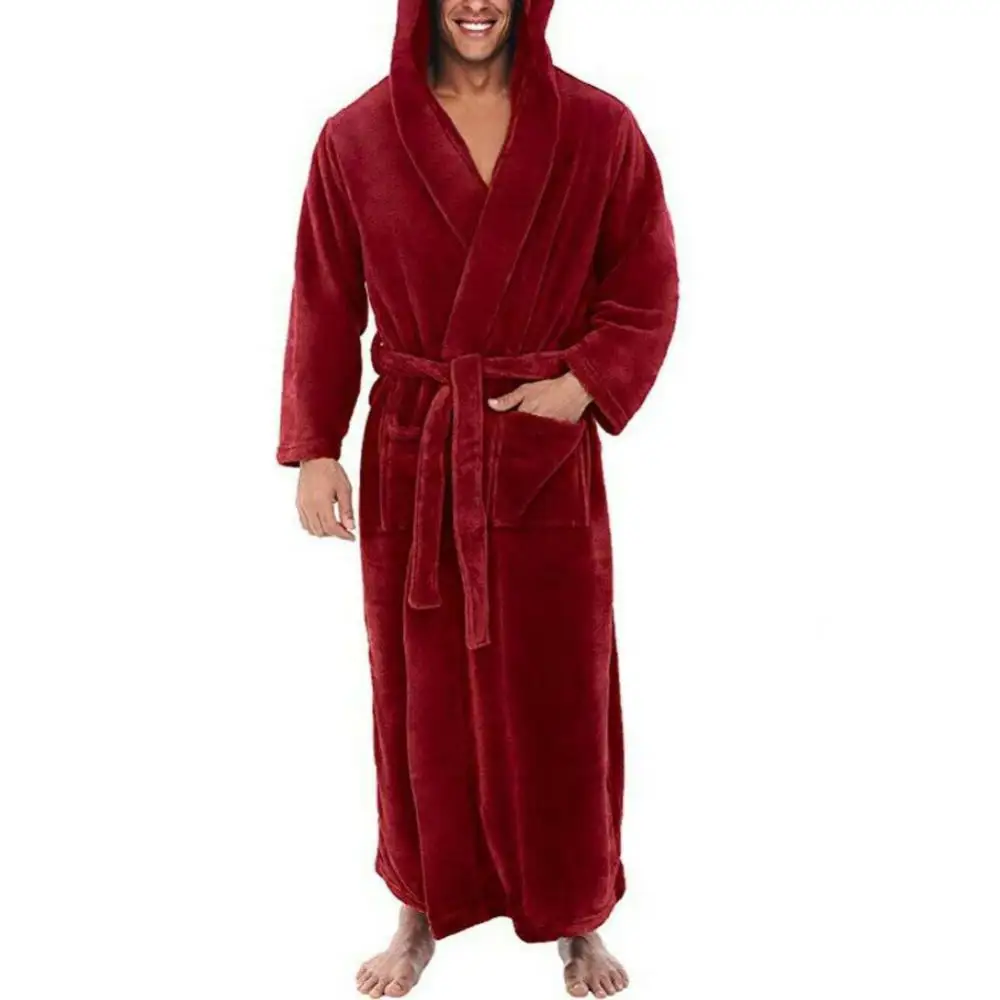 5XL Oversize Men Bath Robe Winter Long Flannel Bathrobe Fleece Kimono Night Cozy Sleepwear Male Home Clothes Gown Sleepwear