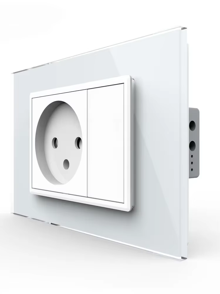 Livolo Israel Power Socket Sensor ,White/Black Crystal Glass Panel, AC 110~250V 16A Wall Electric Plug Outlet, VL-C9C1IL-11