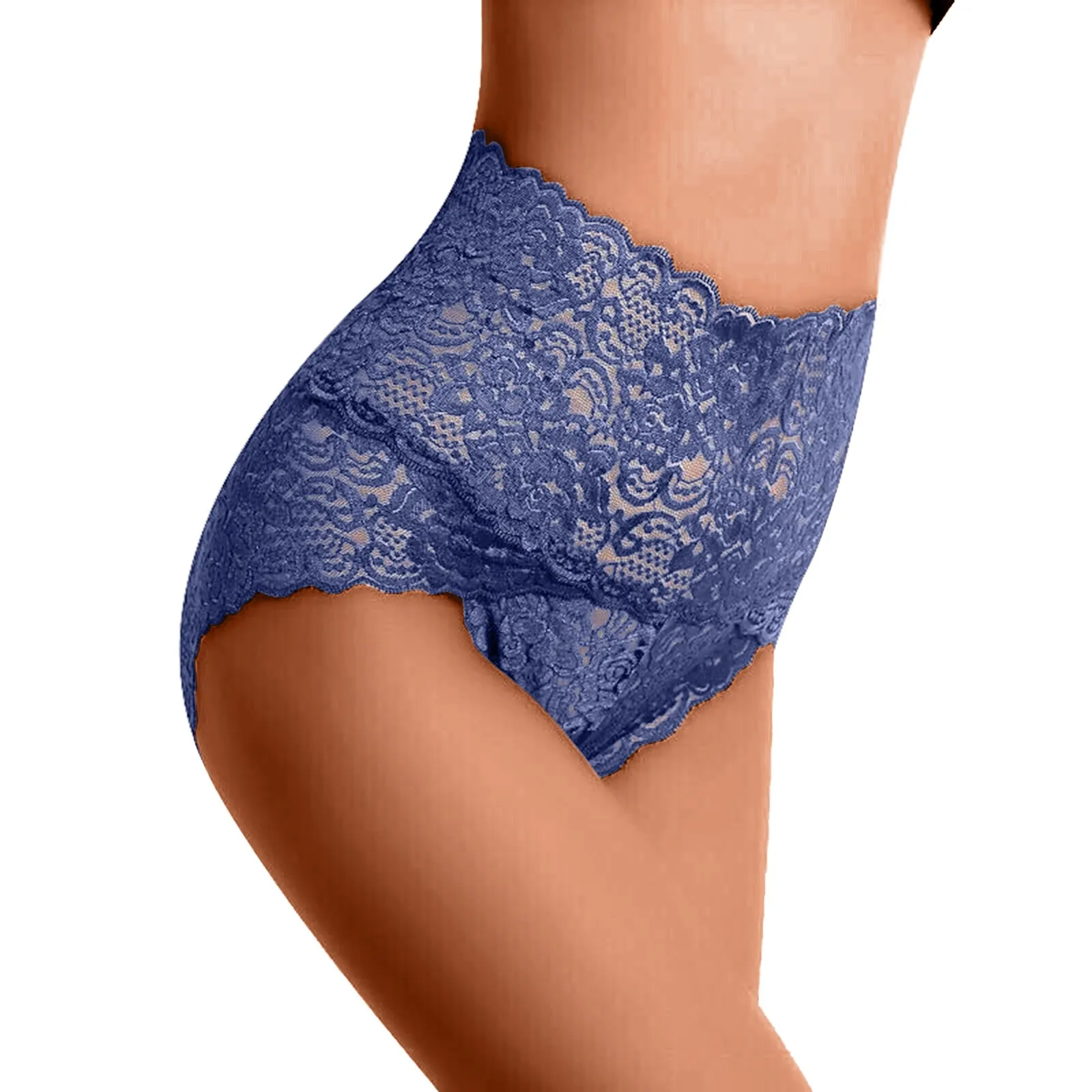 Sexy High Waist Underwear Women's Thin Hollow Lace Panties Ladies Solid Cotton Crotch Large Size High Waist Panties For Women