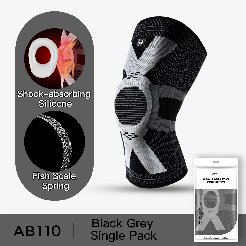 Vilico 1PC Silicone Padded Basketball Knee Pads Patella Brace Kneepad Joint Support Fitness Compression Knee Sleeve Protector