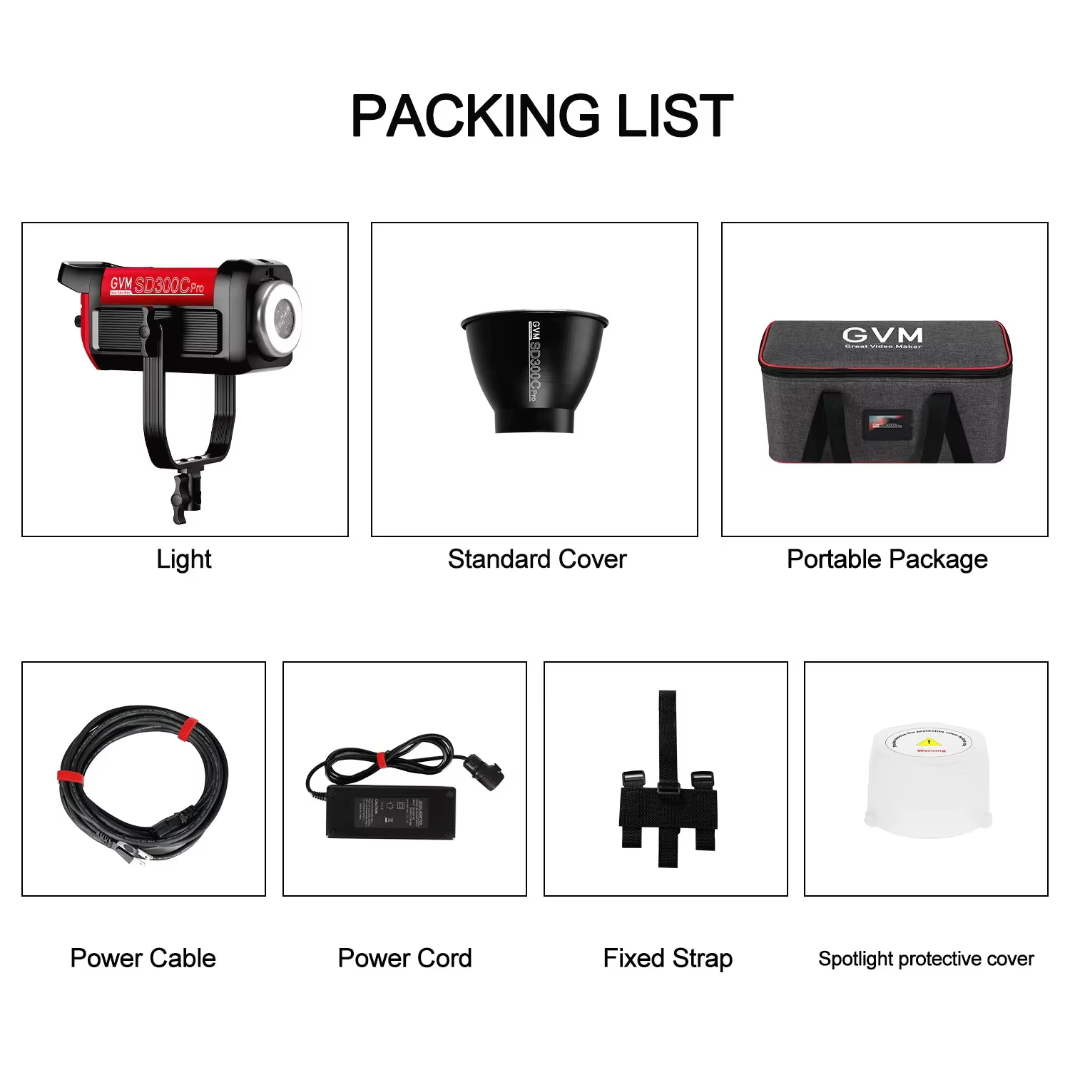 GVM PRO SD300C 300W High Power RGB&Bi-Color industrial film and television grade full-color spotlight for Photography Studio