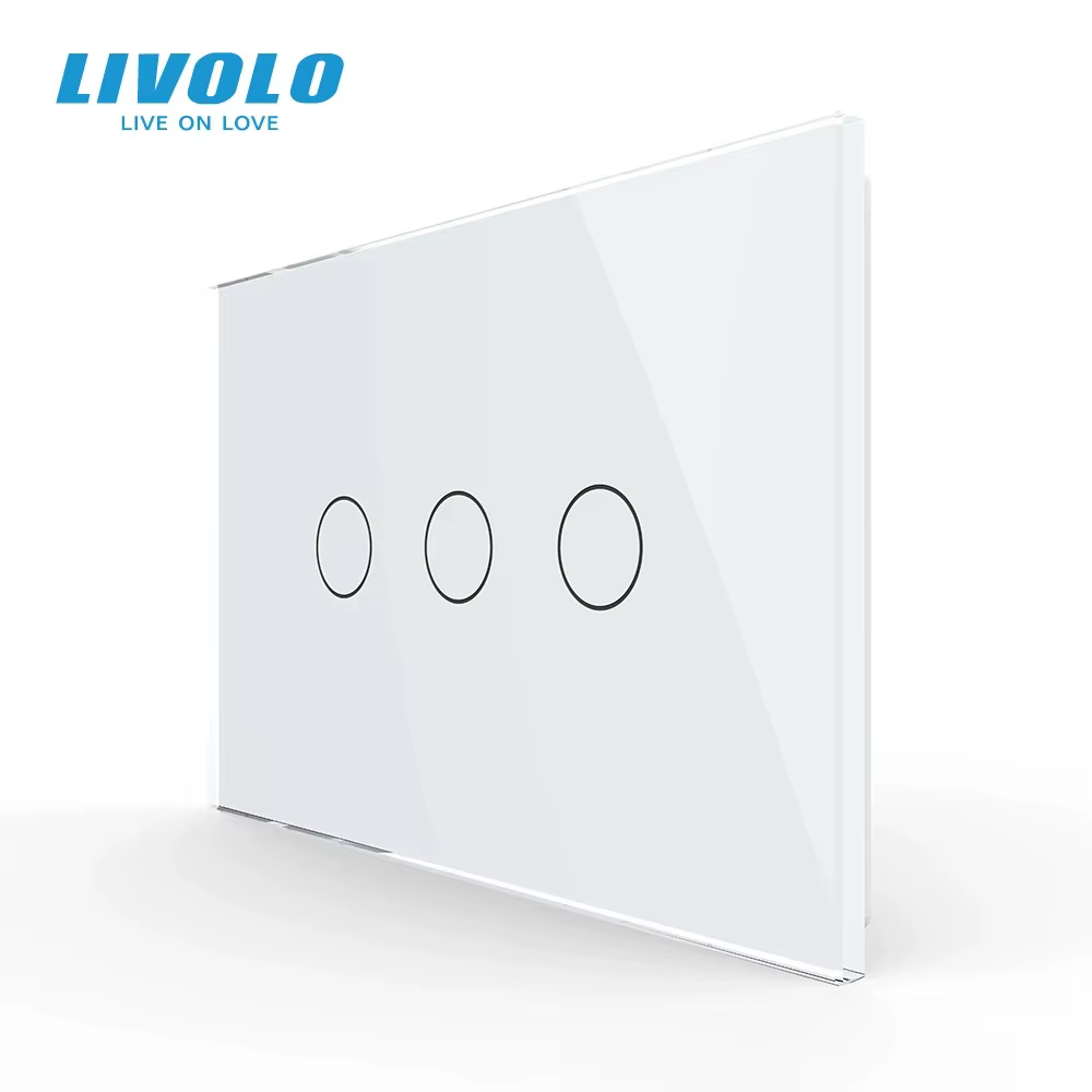LIVOLO US/AU Standard C9 Wall Touch Screen Panel Switch,3 Gang 1 Way Crystal Glass,AC110-220V,Backlight Dispaly, Sensor Control