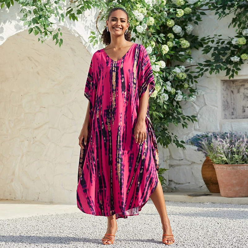 Beach Cover Ups Printed Kaftans for Women Summer Holiday Maxi Dresses Swimsuit Bathing Suits Factory Supply Dropshipping Sales