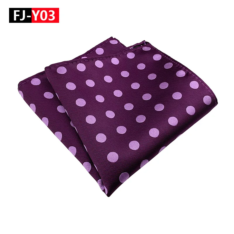 Fashion 25cm*25cm Silk Pocket Square For Mens Red Orange Paisely Polka Dots Handkerchief Suit Wedding Party Chest Towel Hanky