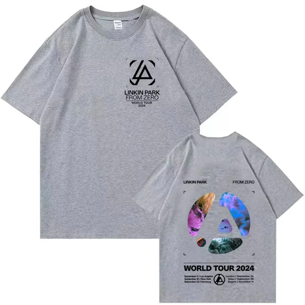 Fashion Official Men's Linkin-Park From Zero World Tour T-Shirt Unisex Harajuku O-Neck Short Sleeve Pop Music Shirt Fan Gift