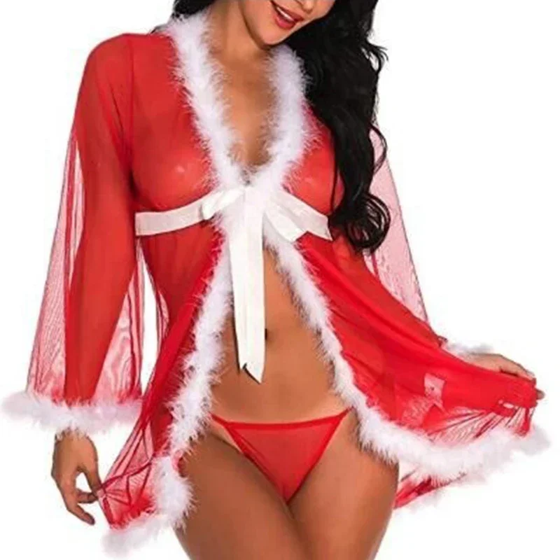 Christmas Costume Series Sexy Lingerie Dress Bikini Unifrom Cosplay  Xmas Santa Claus Women Red Lingerie Sexy Uniform Sets