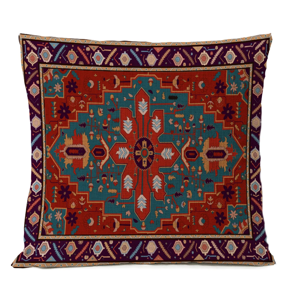 Home Decorative Geometric Bohemian Linen Throw Pillows Ethnic Persian Carpet Tribal Texture Cushion Room Decor Sofa Pillowcase
