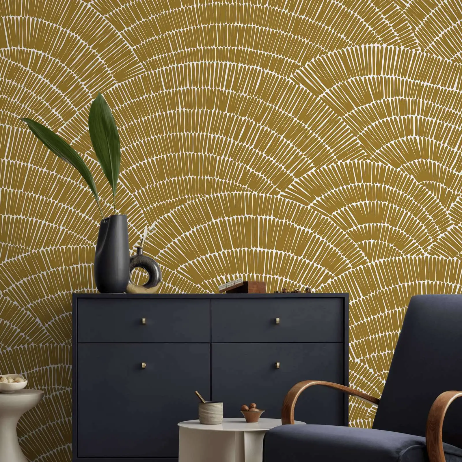 Abstract Mustard  Wallpaper ,Removable Wallpaper Wall Decor Home Decor Wall Art Printable Wall Art,Yellow Geometric Wallpapers