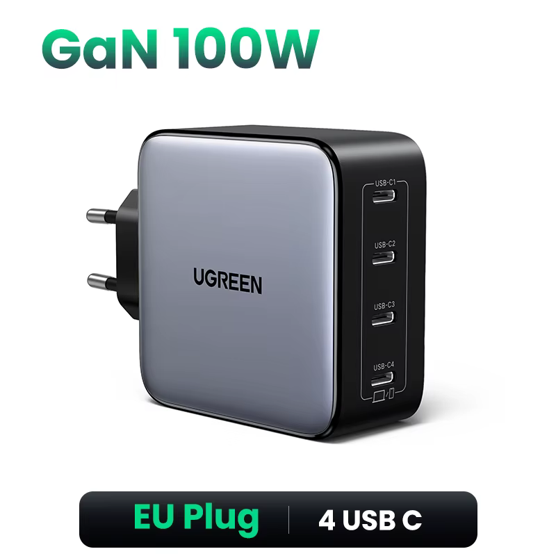 UGREEN 100W GaN Charger QC4.0 3.0 PPS For Macbook Air Laptops Tablets iPhone 16 15 14 Pro Max 4 Ports Type C PD 3.0 Fast Charger