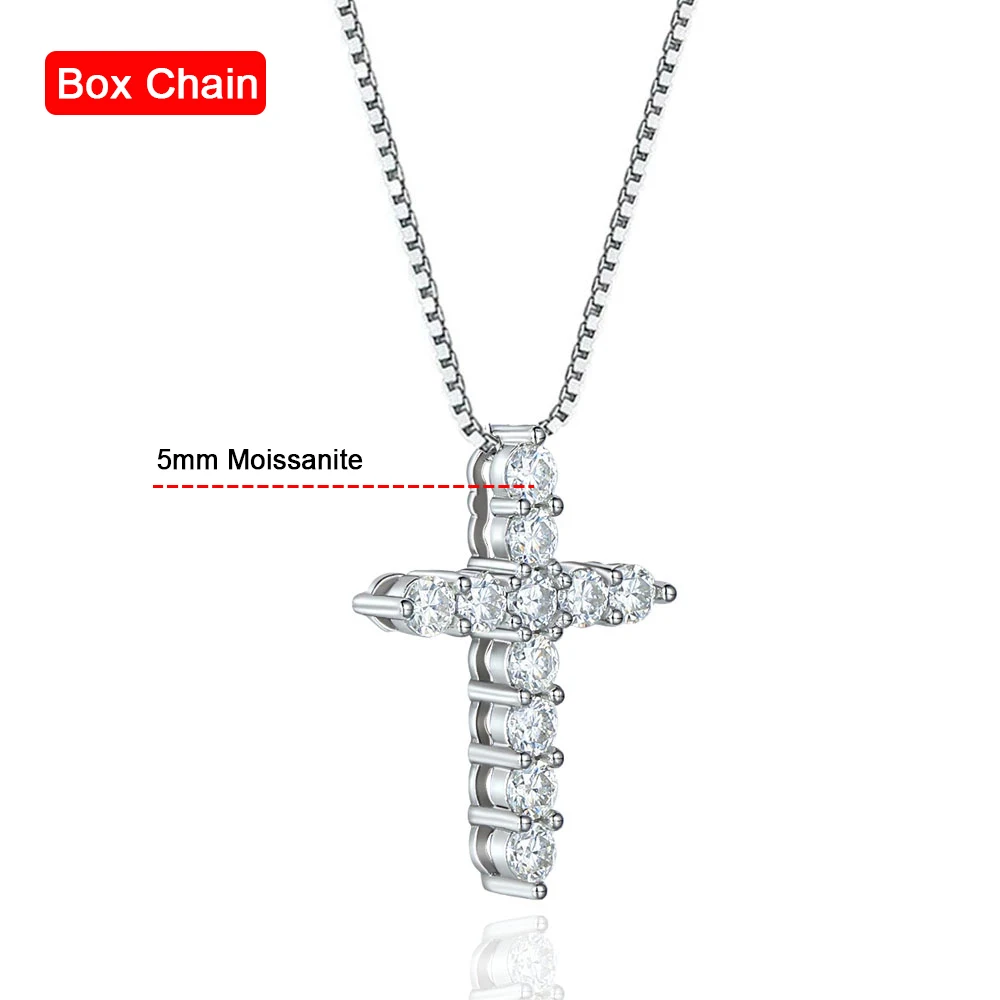 Serenity 3mm D Color Moissanite Diamond Necklace For Women Man Anniversary Gift S925 Silver Cross Pendant Neck Chain Plated 18K