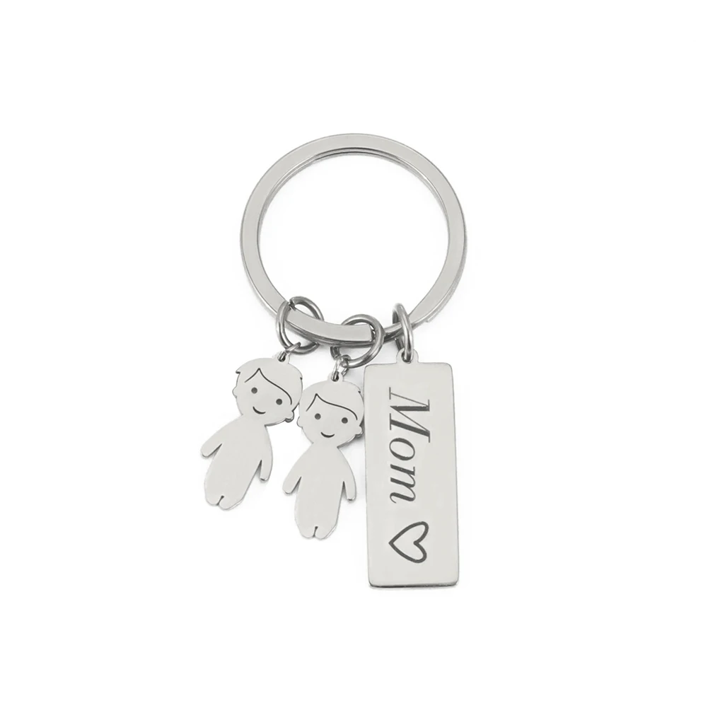 Amaxer Stainless Steel Keychain Boy Girl Mom Dad Pendants Happiness Family Keychains for Women Man Car Keys Jewelry Gifts