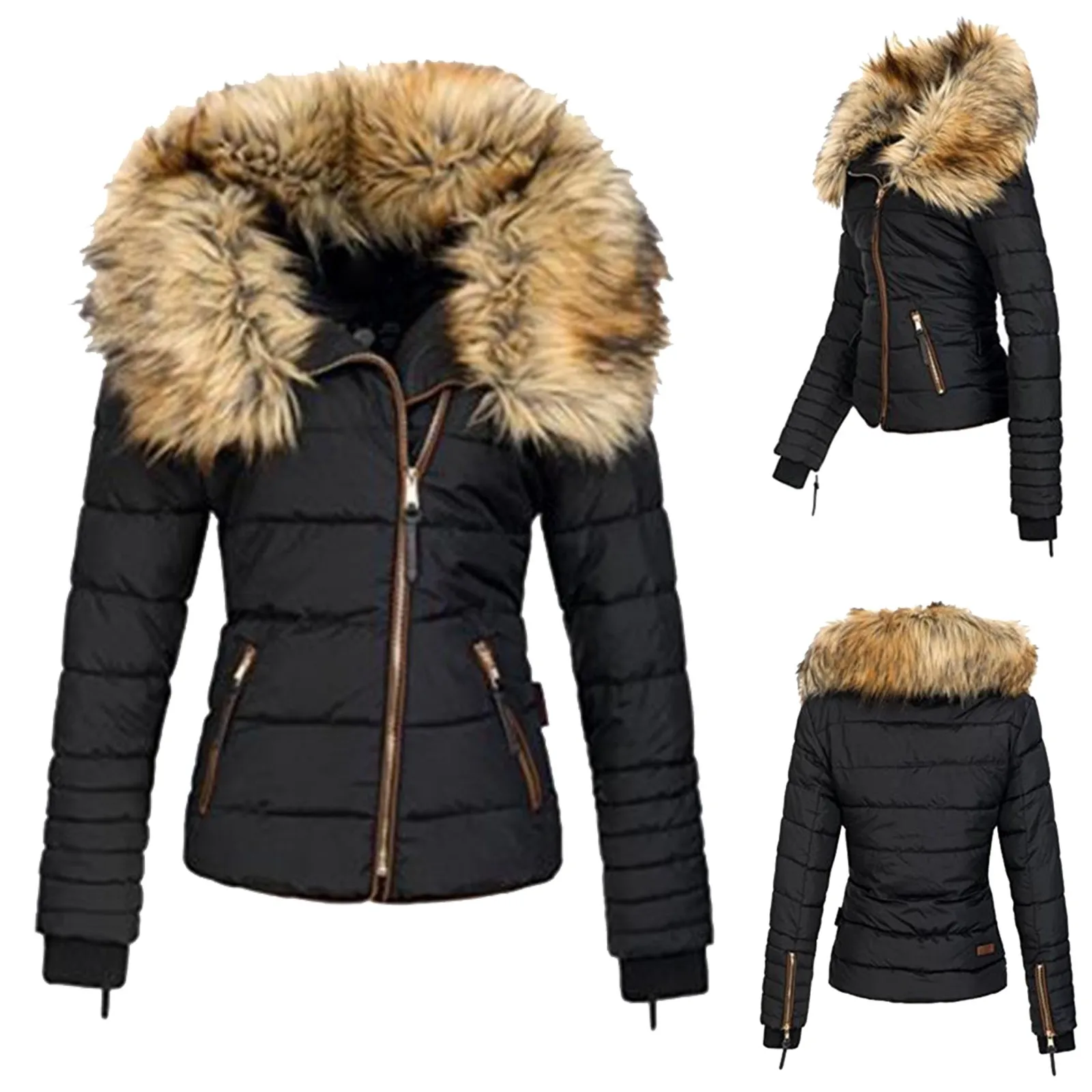 Coat Woman Winter Plus Size Collar Zipper Padded Jacket Winter Coat For Women 2023 Thick Warm Jacket  Woman Clothing