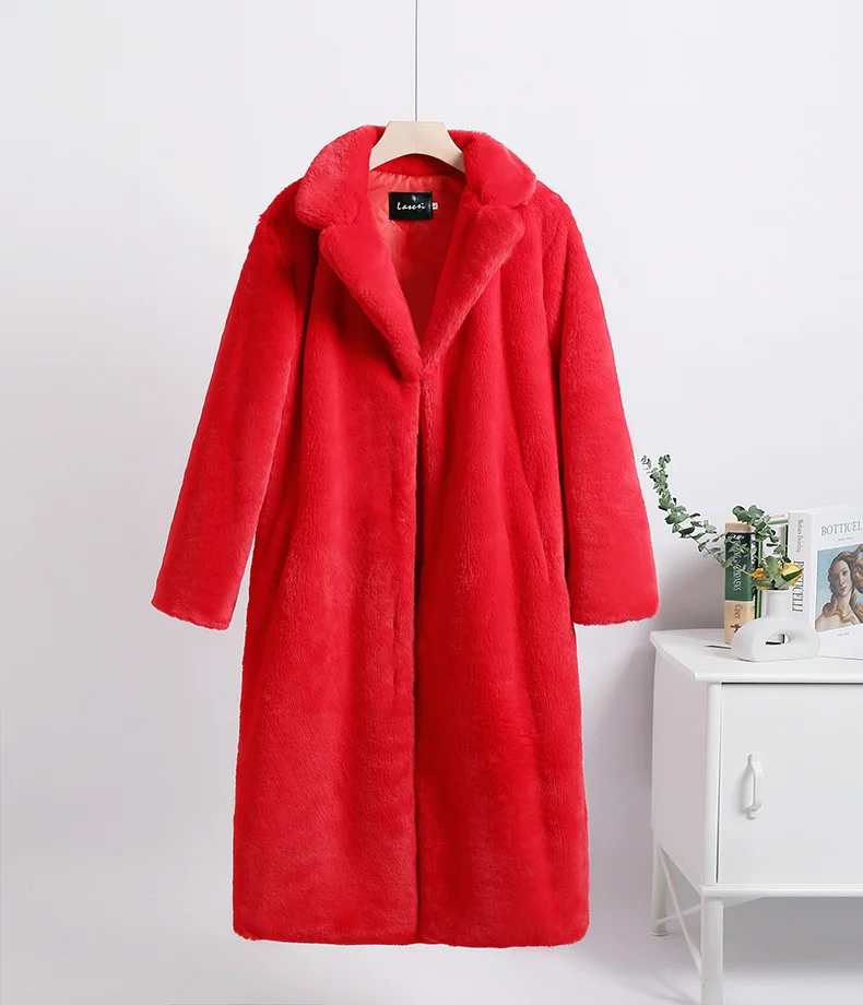 Belted Faux Fur Coat for Women, Long, Orange, Plush Coat, Lapel, Fluffy Jacket, Teddy, Pink, Mink Fur, Plus Size, Winter, Fuzzy