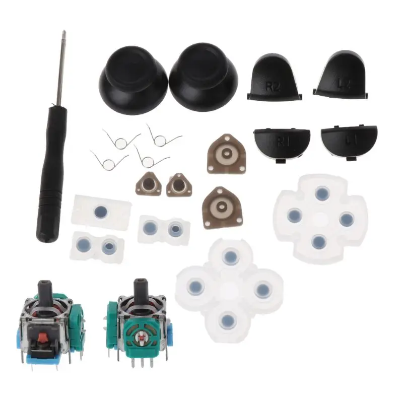 L1 R1 L2 R2 Trigger Buttons 3D Analog Joysticks Thumb Sticks Conductive Rubber For PS4 Controller Repair Set