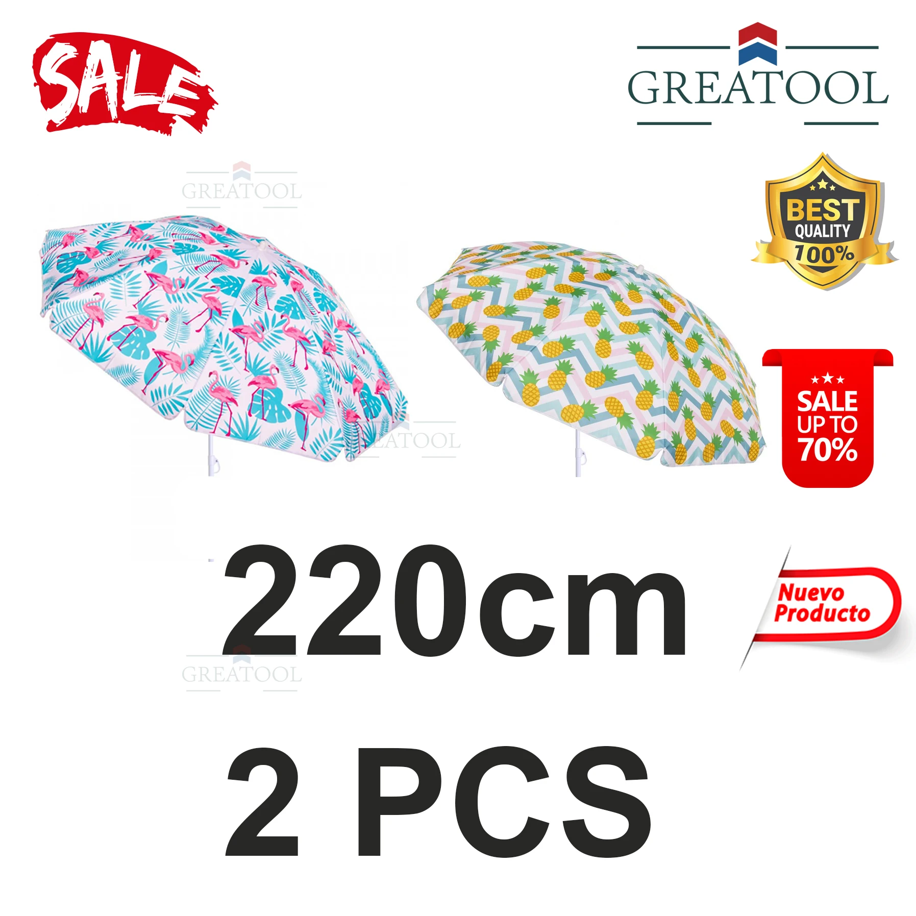 2 PCS-Flamingo + pineapple 220cm