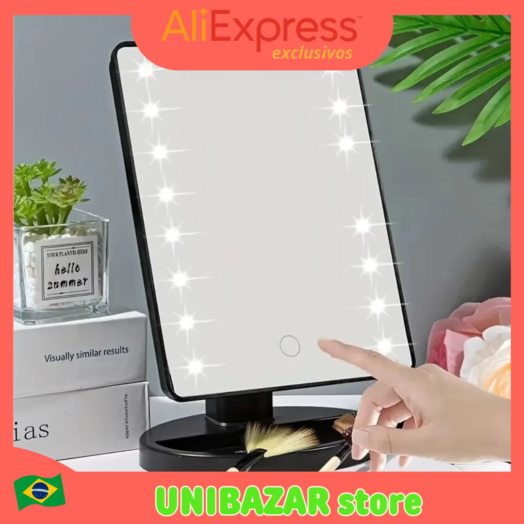 Rechargeable Dual-use Illuminated Makeup Mirror, Vanity Mirror Touch Screen, Square Battery, USB