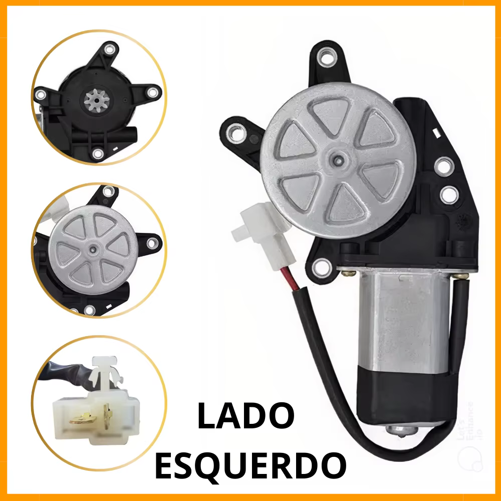Motor Maquininha de Vidro Eletrico Universal mabuchi 8 dentes para carro 12v Lado Esquerdo fio preto completo