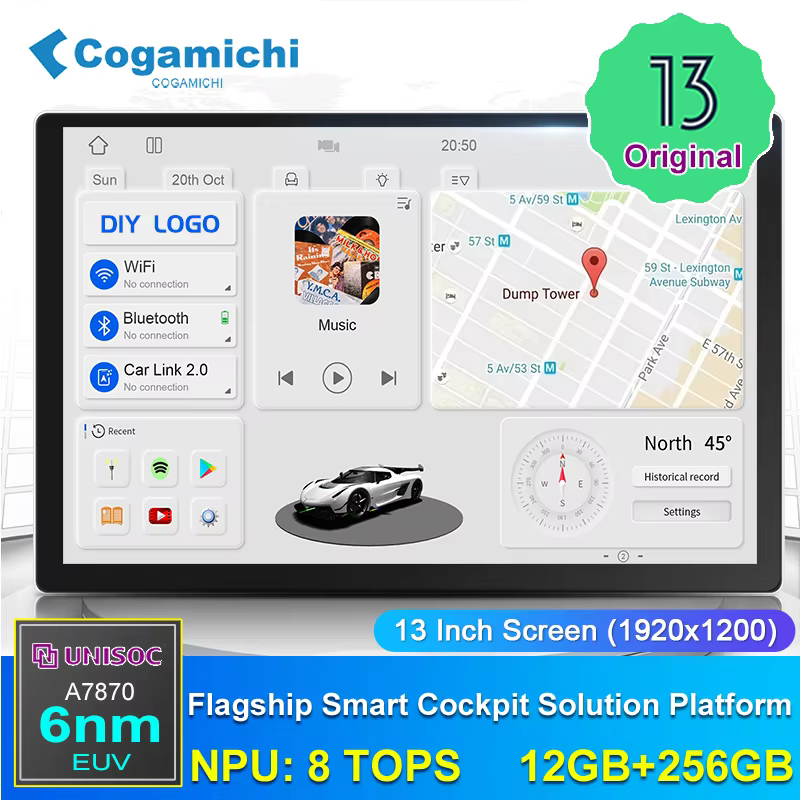13 inch 8G 256G With 360 Degrees Around A7870 Android 13 Car Radio GPS Navigation Automotive Multimedia Video Player CarPlay