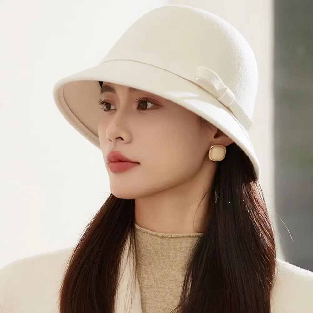 Vintage Felt Fedora Hat for Women, Bit Knot, soft Panama cap, elegant dome bucket cap, autumn and winter