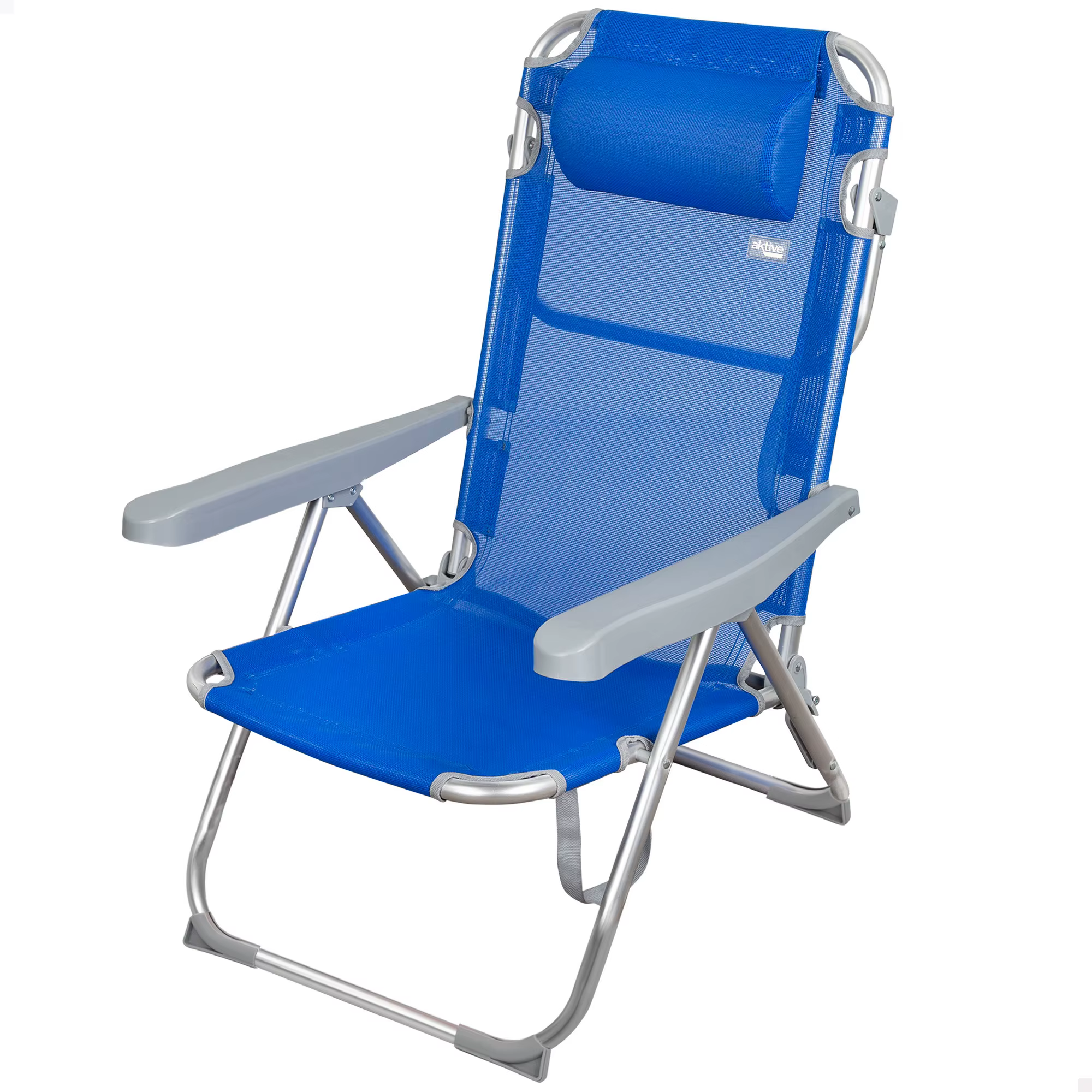 High folding chair multi-position aluminum Aktive Beach chair-blue, folding Beach chair, high Beach chair, Beach chair with cushion, Beach chairs, camping furniture, folding chairs with backrest, beach Chair