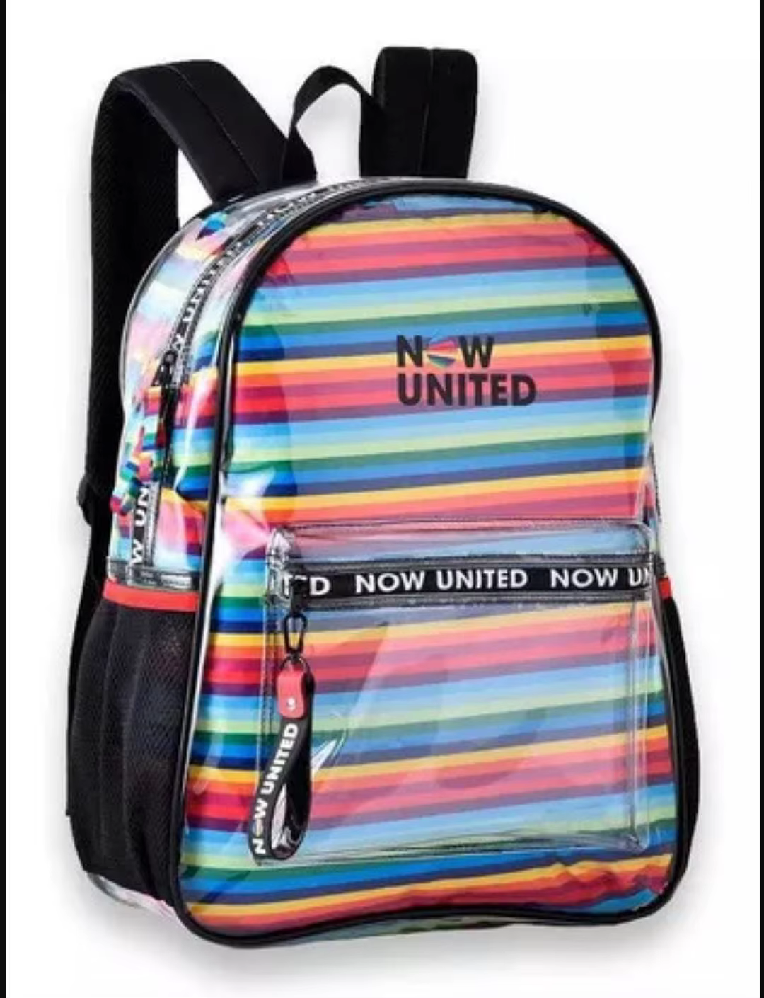 Mochila Now United Transparente Saco Interno Colorido