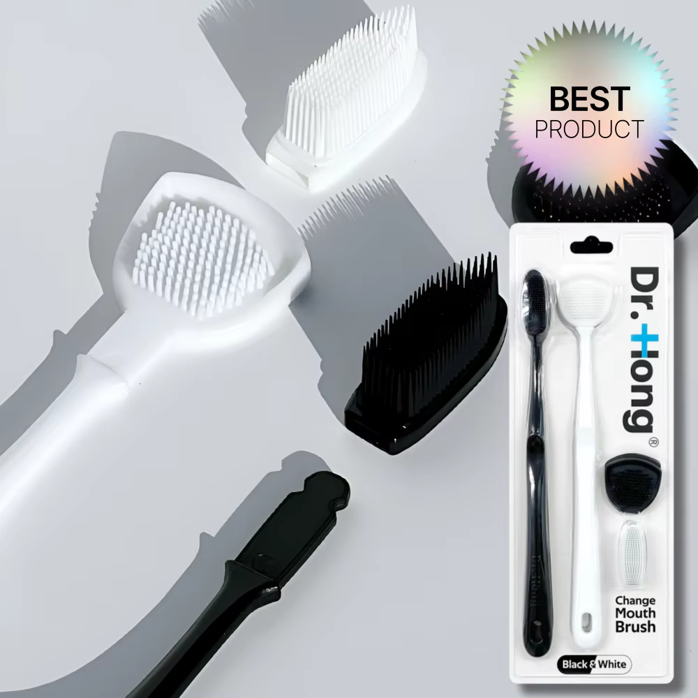 Doctor Hong Mouse Brush Tongue Cleaner 2p + Toothbrush 2p, 1 set (4pcs), 2 sets (8pcs), 3 sets (12pcs), 4 sets (16pcs)